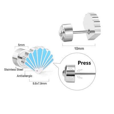 Σκουλαρίκια καρφωτά κοχύλια απο ανοξείδωτο ατσάλι
